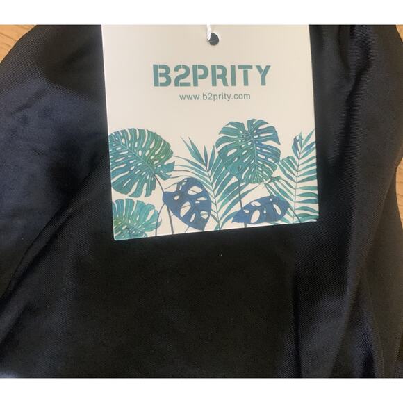 NWT B2PRITY WOMEN'S BLACK RUCHED PADDED HALTER ONE PIECE SWIMSUIT SIZE XL - Picture 3 of 7